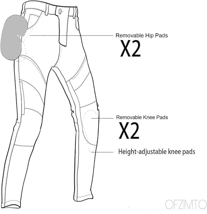 oFzimTo Motorradhose Herren/Damen, Aramid-Gewebe Stretch Jeans Hosen Herren/Damen, Motorrad Hosen mi