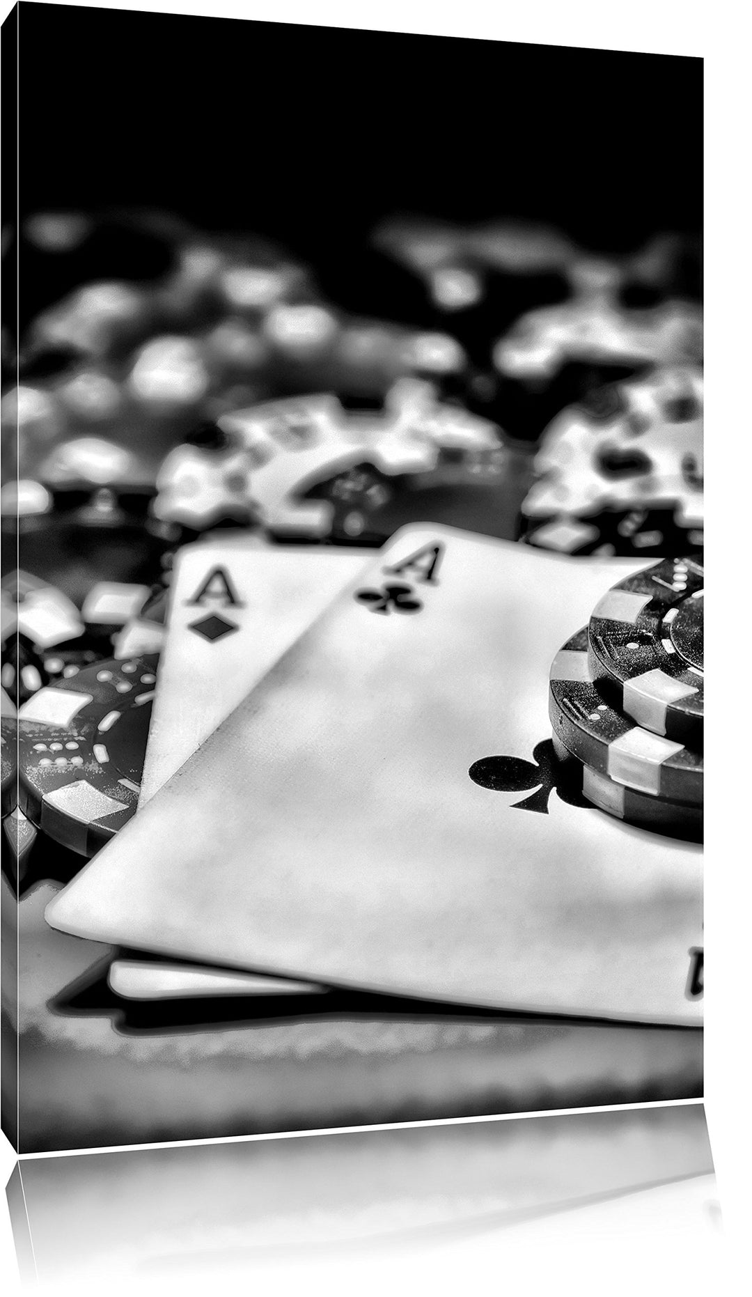 Monocrome, Spielkarten, Format: 100x70 auf Leinwand, XXL riesige Bilder fertig gerahmt mit Keilrahme