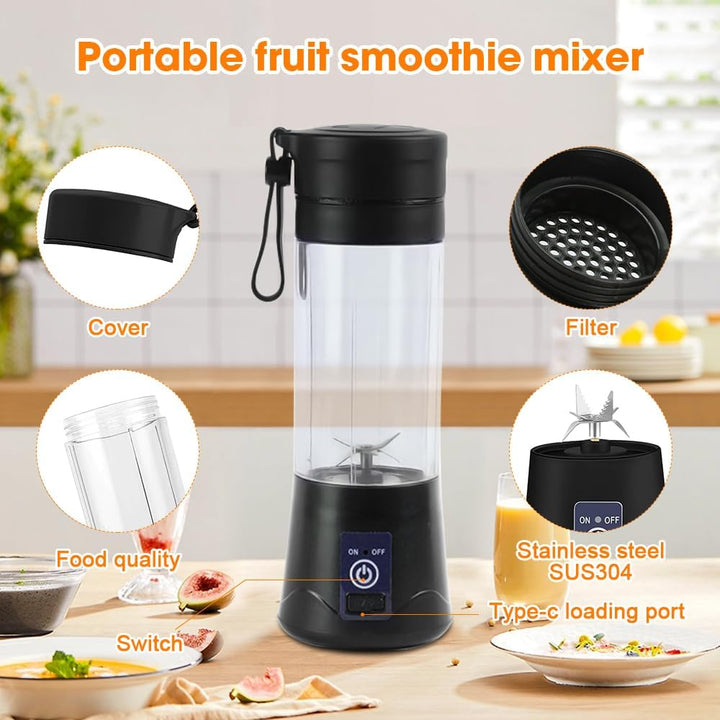 mizikuu 380ML Mini Mixer USB, Tragbarer Elektrischer Blender Entsafter für Shakes und Smoothies Komp