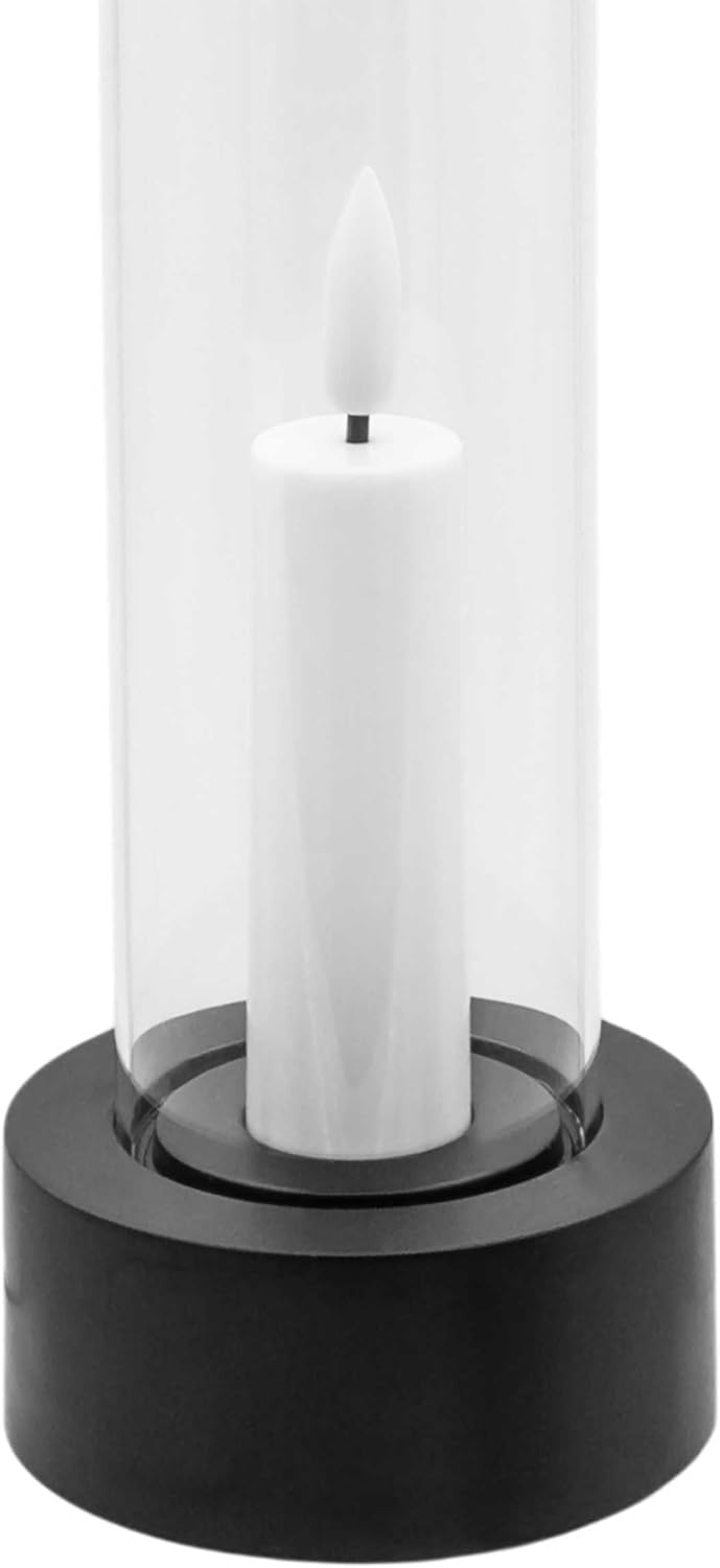 Outdoor LED Kerze im Glas batteriebetrieben mit Flammen Effekt und Timer - 2er Set - Tischkerze im W
