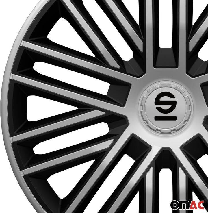 Sparco Radzierblenden Bergamo - 14-Zoll - Silber/Schwarz - Satz mit 4 Stück
