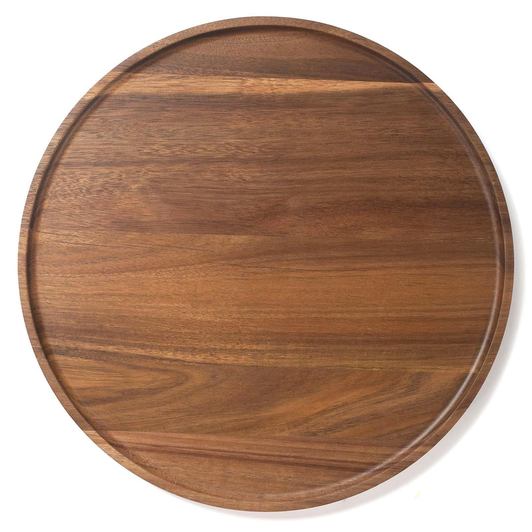 Tablett Rund aus Akazienholz, Serviertablett Holz, Charcuterie Brett, Dekorative Tablett für Couchti
