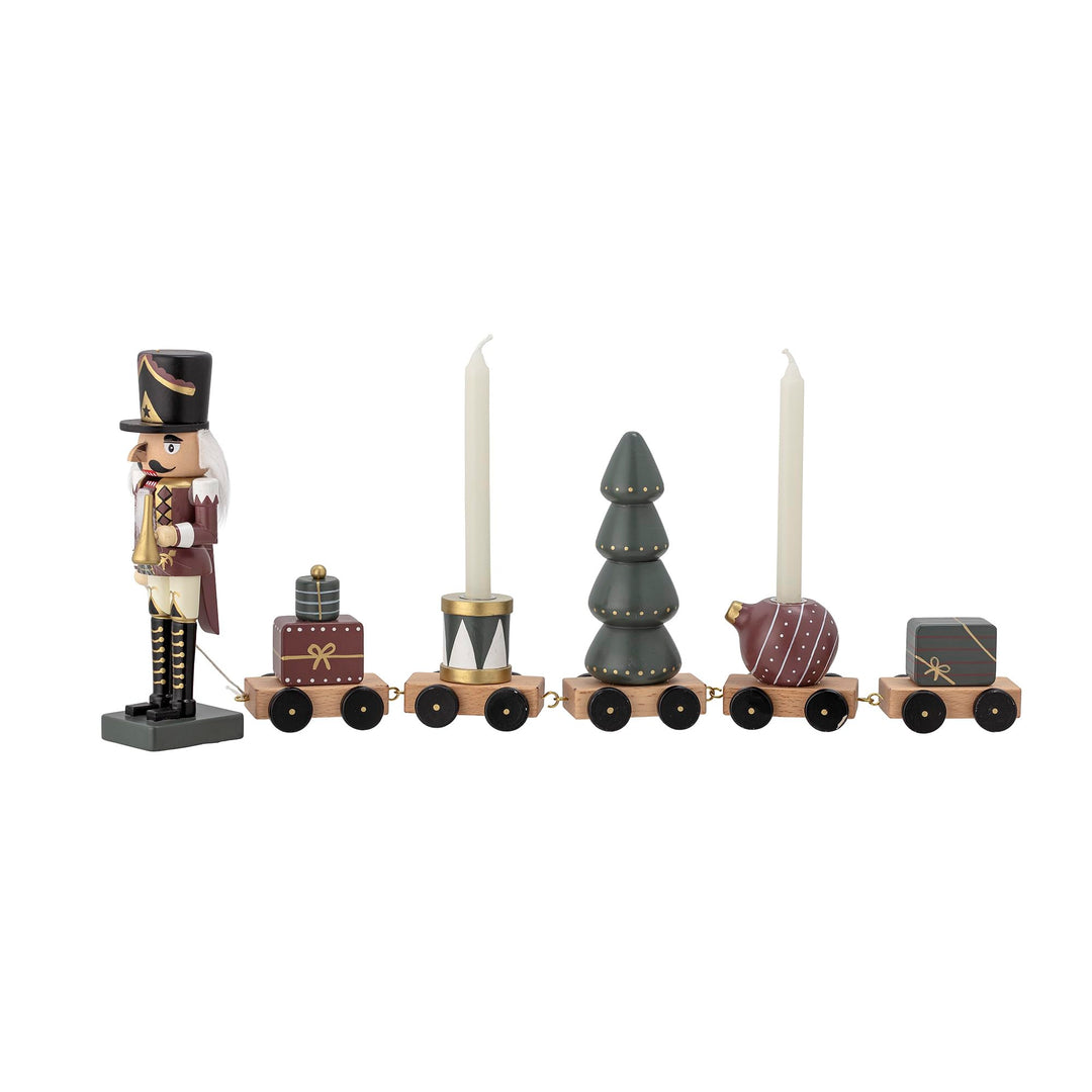 Bloomingville Vadim Nussknacker Tischdekoration zu Weihnachten als Zug mit Weihnachtsfiguren als dek