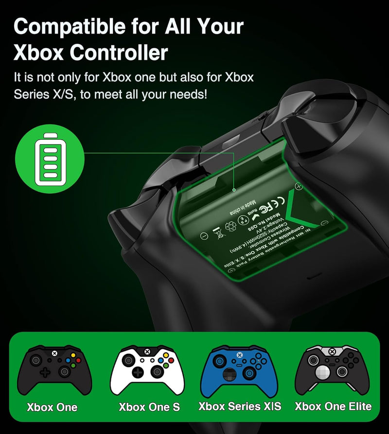 Akku Pack für Xbox Controller, Wiederaufladbare Akkus für Xbox Series X/S/Xbox One/One S/One X/One E