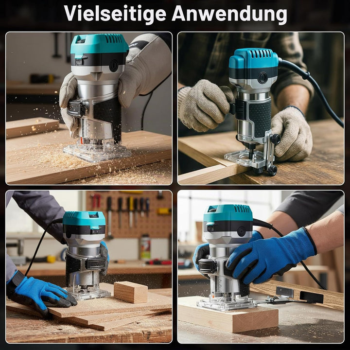 Holzfräse Oberfräse Electric Hand Holz Fräsmaschine mit Koffer - 15 Set Zubehör 980 W 330000 R/min 6
