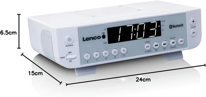 Lenco KCR-100 - Küchenradio - Unterbauradio mit Bluetooth - PLL FM Empfänger - 5 Senderspeicher - LE