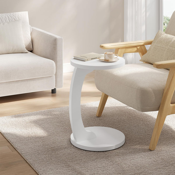 WOLTU Beistelltisch C Form, Couchtisch rund, Sofatisch Kaffeetisch Wohnzimmertisch Abstelltisch, Kle