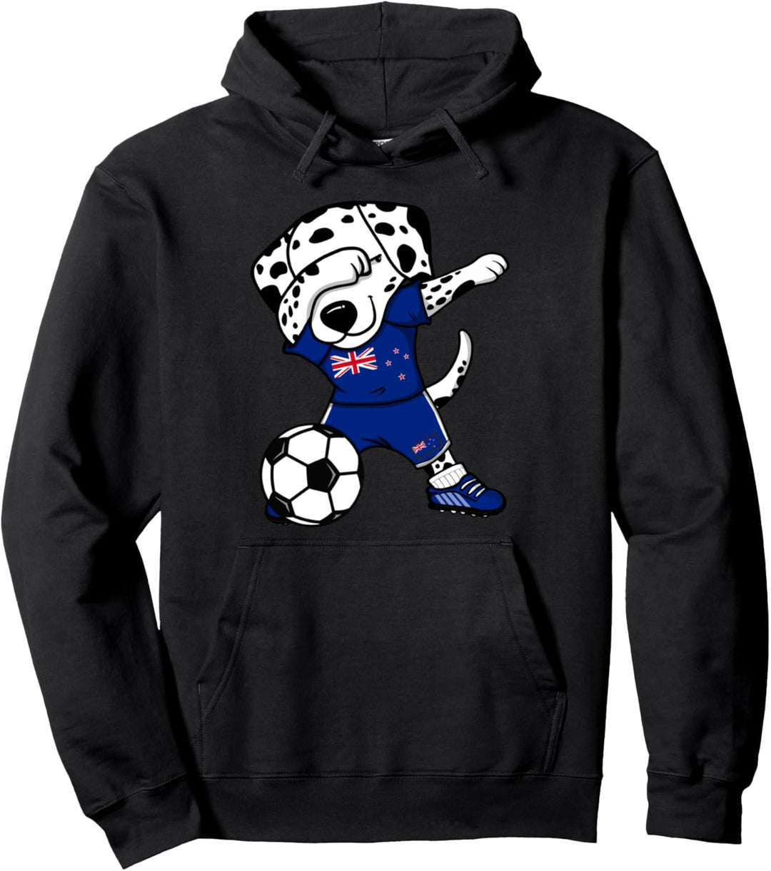 Dabbing Dalmatiner Neuseeland Fussball Neuseeländische Flagge Pullover Hoodie