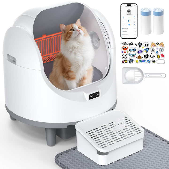 Offenes, Katzenklo Selbstreinigend für grosse Katzen (10 kg), XL Automatische Katzentoilette, 2 Roll