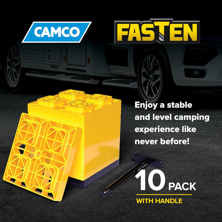 Camco Fasten 2x2 Leveling Block for Single Tires-Interlocking Design Allows Stacking to Desired Heig