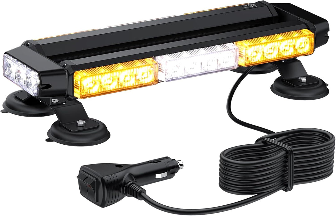 Justech 30 LEDs Rundumleuchte 7 Modi Blitzleuchte Schraube Starker Magnet Amber Gelb + Weiss Decke L