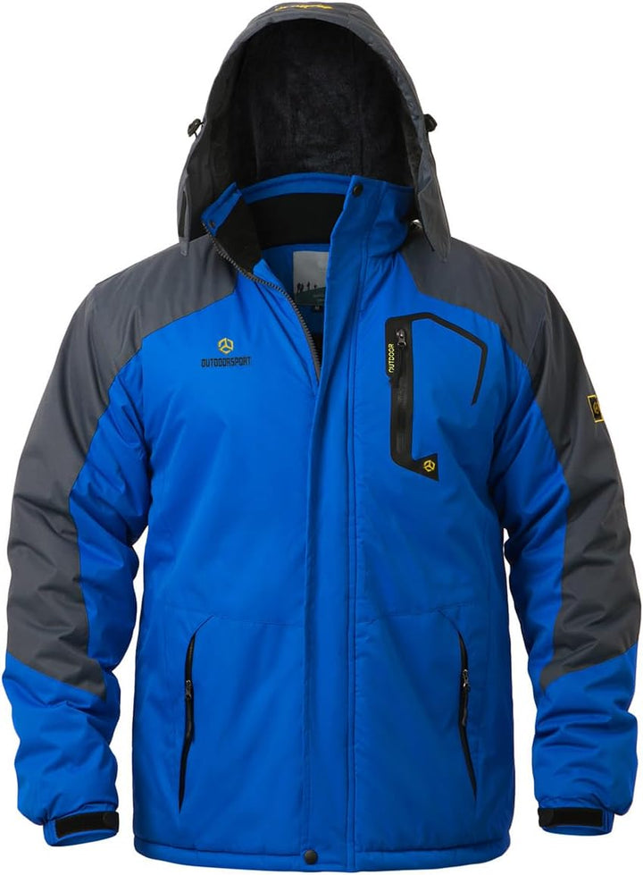 CARWORNIC Herren Winddichte Berg Ski Jacke Winter Warm Schnee Kapuze Windbreaker Wandern Snowboard M
