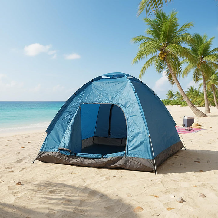 Relaxdays Pop Up Zelt Strand, Wurfzelt, 2-3 Personen, kleines Packmass, UV Schutz 50+, HxBxT: 135 x