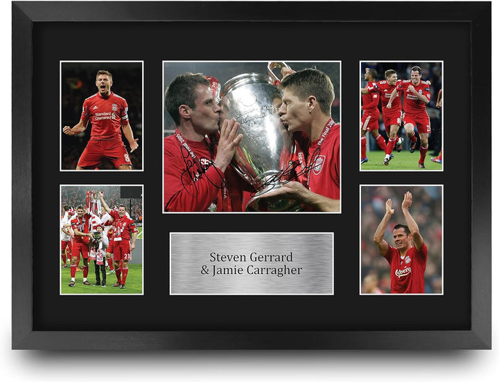 HWC Trading FR A3 Steven Gerrard & Jamie Carragher Liverpool Geschenke Gedruckt, Signiert Autogramm