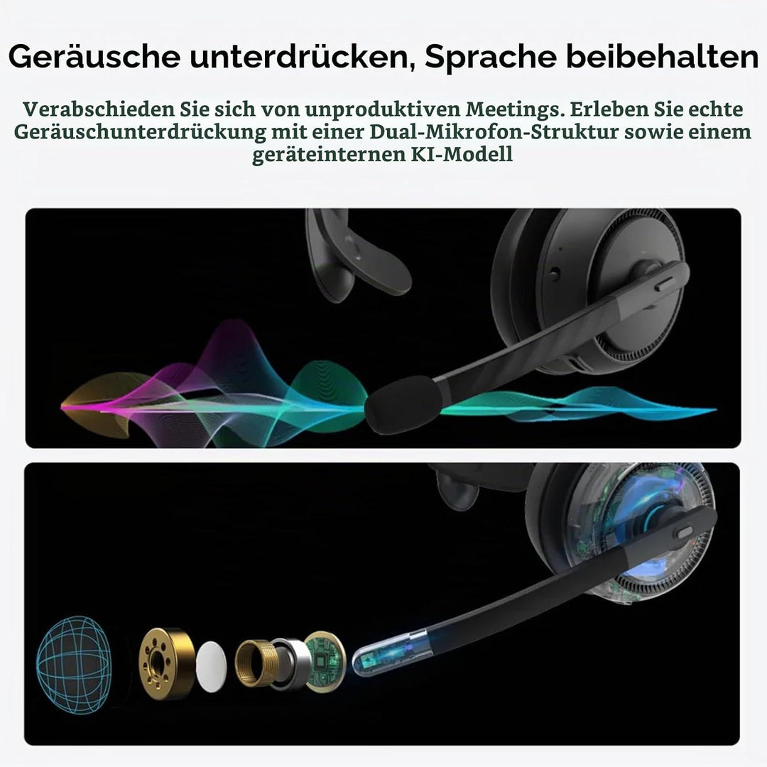Nuroum HP31S(3rd Gen) Bluetooth Headset mit Mikrofon(Mono),AI Rauschunterdrückung für Anrufe/V5.4/45