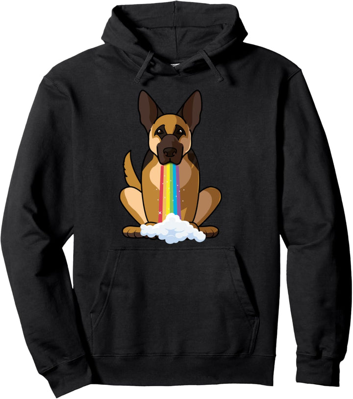Lustiger Deutscher Schäferhund in buntem Regenbogen Pullover Hoodie