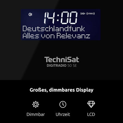 TechniSat DIGITRADIO 50 SE - Radiowecker (DAB+/UKW Tuner, dimmbares Display, Wecker mit Zwei einstel