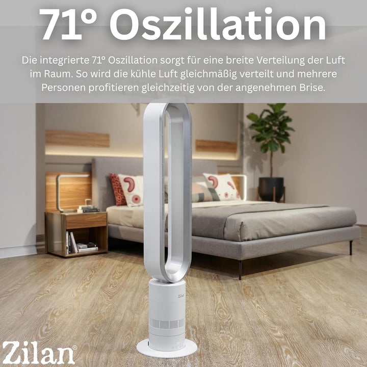 Zilan Turmventilator leise mit Fernbedienung – energiesparender BLDC Motor Standventilator mit Kühlu