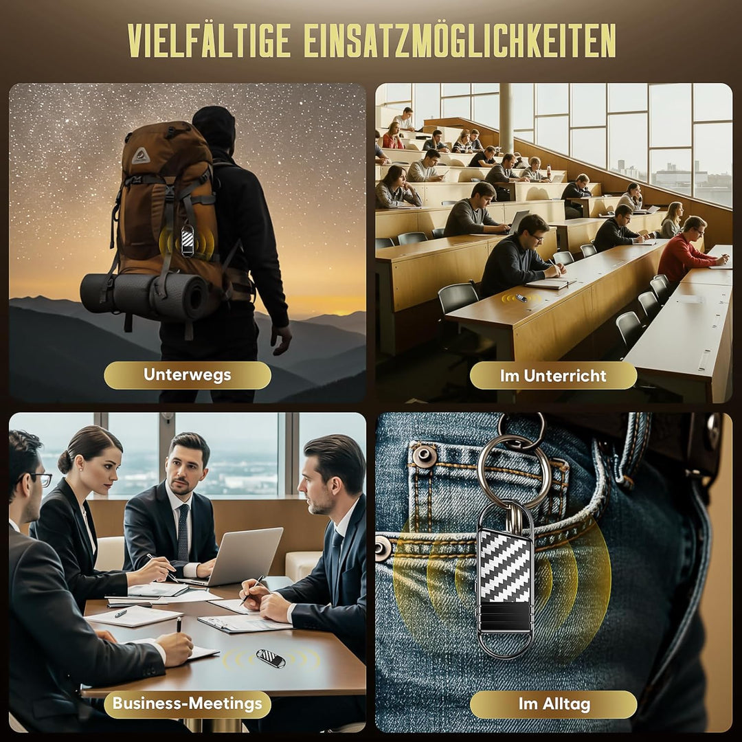 128GB Digitales Diktiergerät - 9600Hr Audio Aufnahmegerät, Aufhängbar Sprachaktivierte Voice Recorde