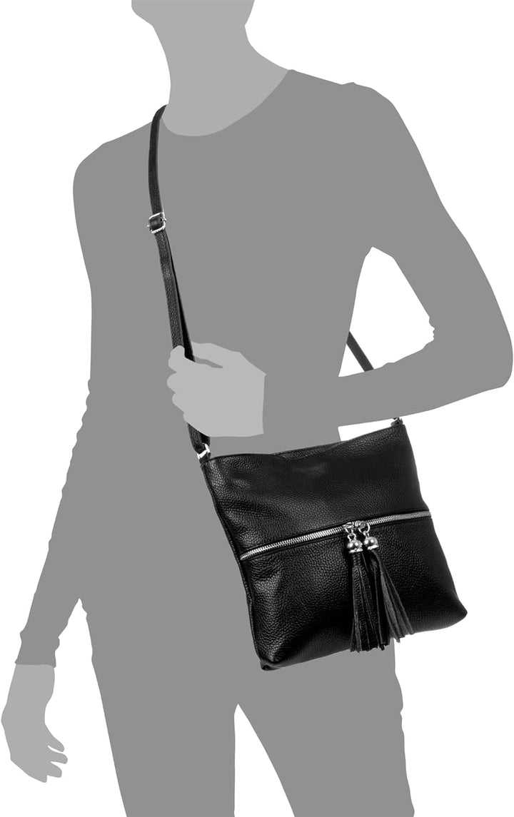 FIRENZE ARTEGIANI. Altino Umhängetasche für Damen, Echtleder, Dollaro-Finish, 27 x 6 x 25 cm, Farbe: