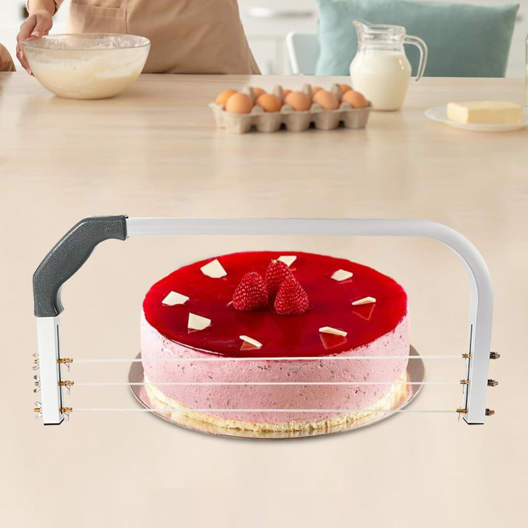 53CM Tortenbodenschneider, Edelstahl 3 Drähte Tortenbodenteiler Tortensäge Kuchenschneider Teigschne
