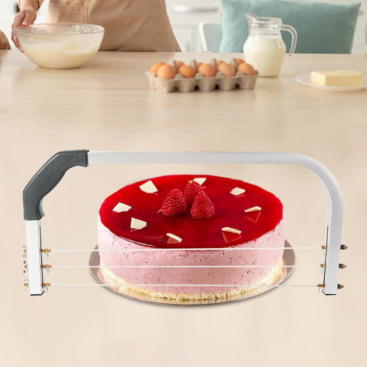 53CM Tortenbodenschneider, Edelstahl 3 Drähte Tortenbodenteiler Tortensäge Kuchenschneider Teigschne