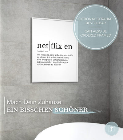 Papierschmiede® Definition: netflixen, DIN A1 (59x84 cm), XXL Poster für Wohnzimmer, Schlafzimmer, K