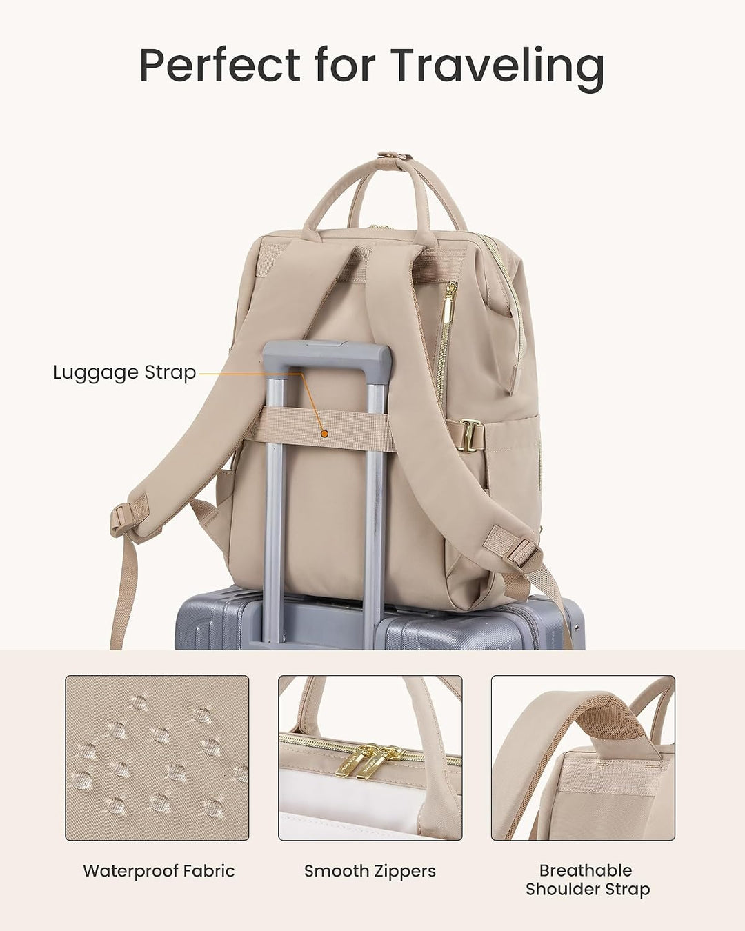 LOVEVOOK Rucksack Damen Gross, 17,3 Zoll Laptop Schulrucksack Teenager Wasserdicht Travel Backpack W