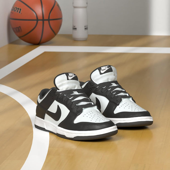 Nike Herren Dunk Low Retro Basketballschuh 38.5 EU Weiss Schwarz und Weiss, 38.5 EU Wei&#xDF; Schwar