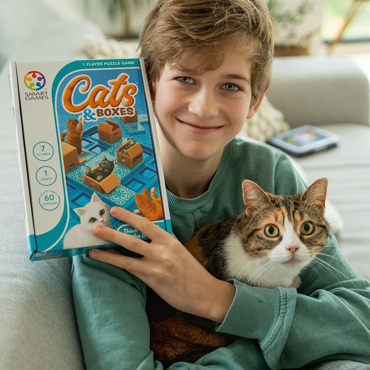 SmartGames - Cats & Boxes, Puzzle Game with 60 Challenges, 7+ Years, SG450
