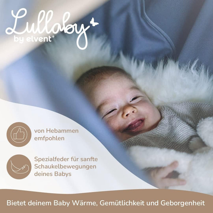 elvent® Lullaby Federwiege Set mit Matratze, Baumwolle, Made in Germany (Baby Hängewiege mit Deckenb