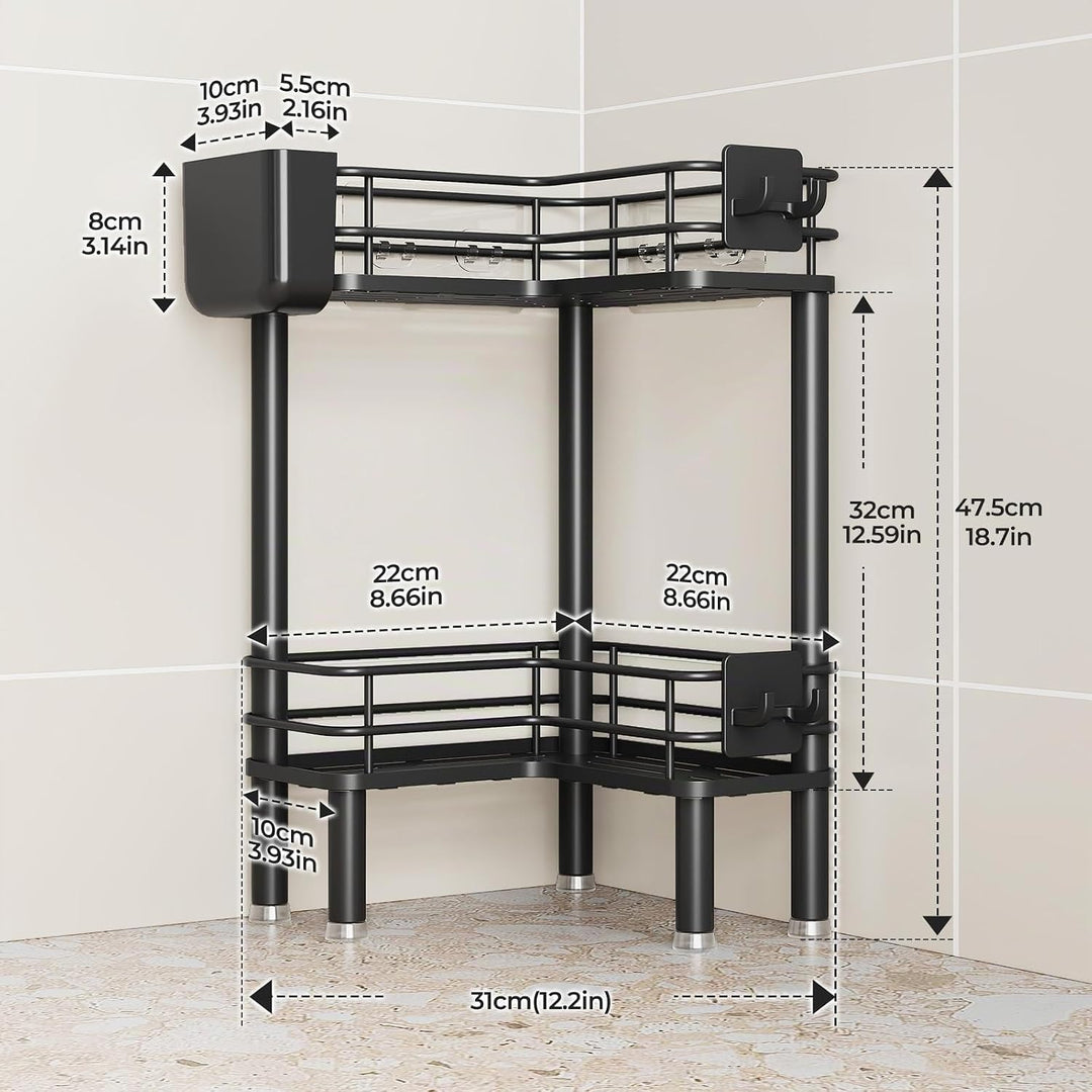 Orimade 2 Stück Duschregal Stehend Rostfrei,Ecke Duschablage Freistehende, Duschablage ohne Bohren f