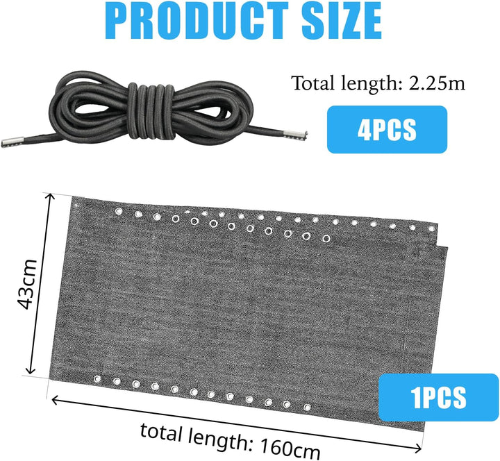 Ersatzbezug für Liegestuhl mit 4 elastischen Seilen (160 x 43 cm), Ersatzstoff für Zero-Gravity-Stuh