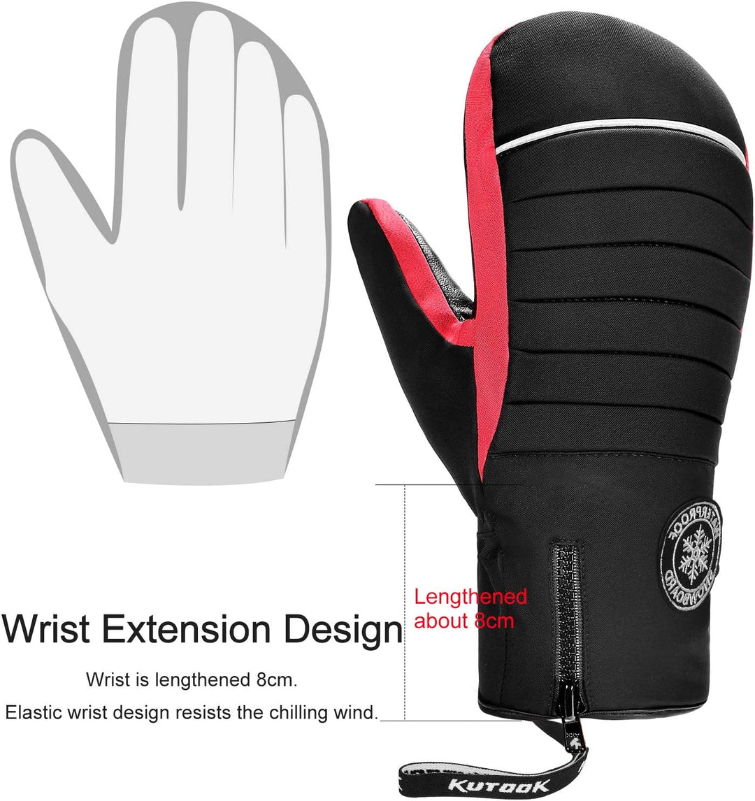 KUTOOK Skihandschuhe Ziegenleder Fäustlinge Wasserdicht Warm Winter Snowboard Handschuhe Winddicht W