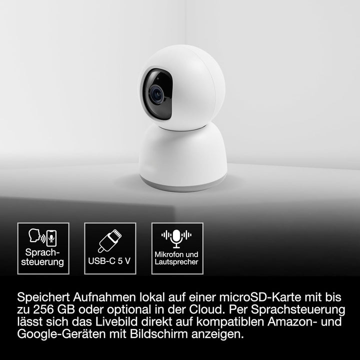 Osram SMART+ WiFi Kamera 360° 4MP 2K QHD, Schwenk-Neige, Nachtsicht 7m, Zwei-Wege-Audio, Alexa kompa