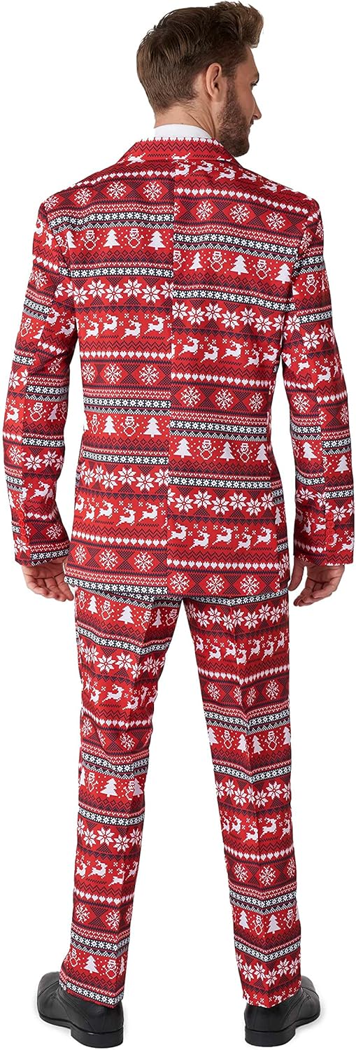 Suitmeister Herren-Weihnachtsanzug - Festlicher Hässlicher Weihnachten-Feiertags-Druck - Inklusive B