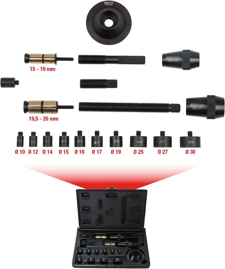 KS Tools 455.0170 Universal-Kupplungs-Zentrier-Werkzeug-Satz Ø 15,0 26,0 mm, 19-tlg.