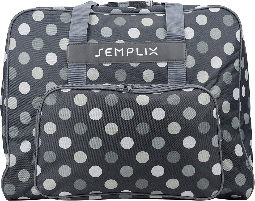 SEMPLIX XL-Nähmaschinentasche, Polka Dots Anthrazit/Grau, 52x42x27 cm, Grosse stabile Transport und