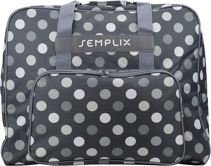 SEMPLIX XL-Nähmaschinentasche, Polka Dots Anthrazit/Grau, 52x42x27 cm, Grosse stabile Transport und