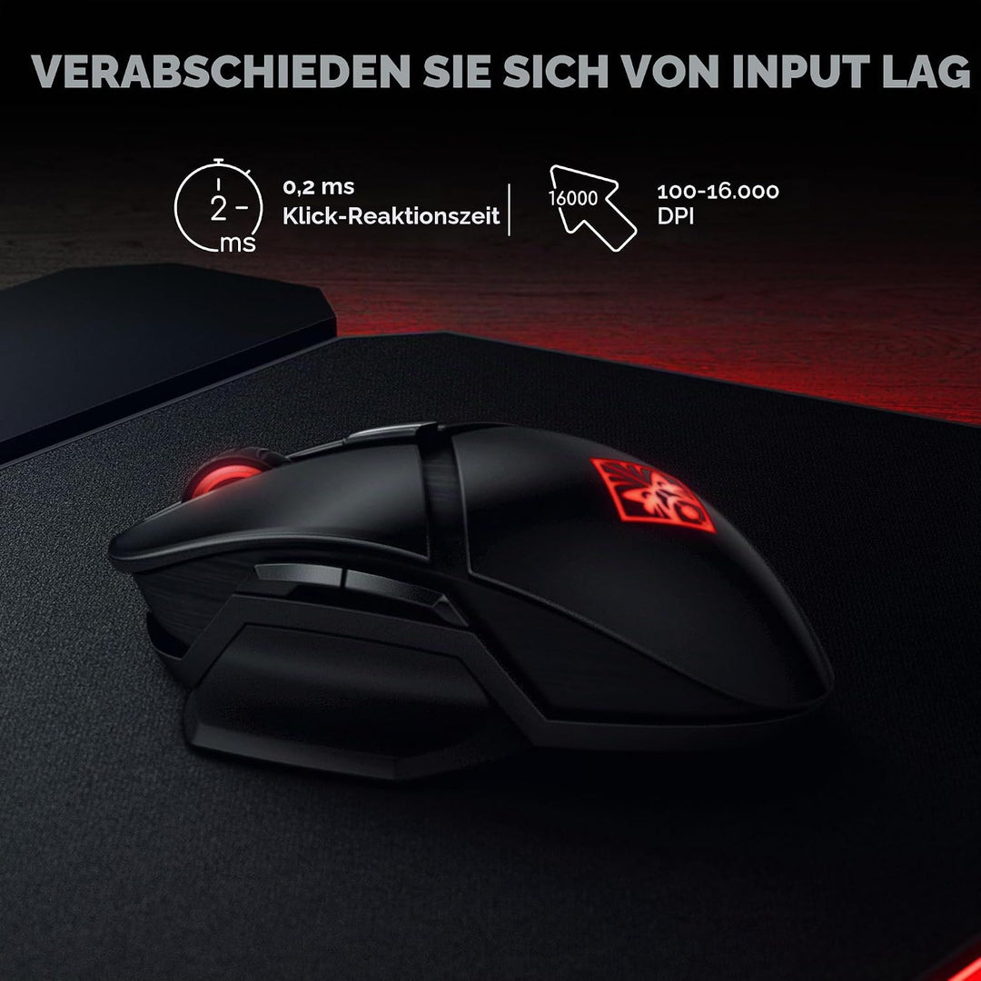 OMEN Photon Gaming Maus (kabellos, Qi Charging, bis zu 16.000 dpi, 11 programmierbare Tasten, RGB-Be