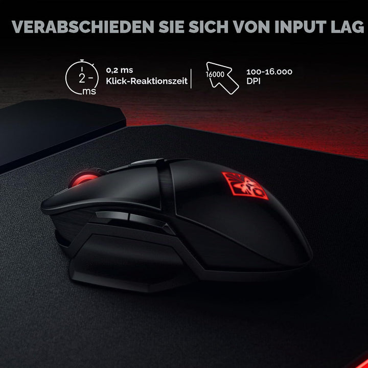 OMEN Photon Gaming Maus (kabellos, Qi Charging, bis zu 16.000 dpi, 11 programmierbare Tasten, RGB-Be