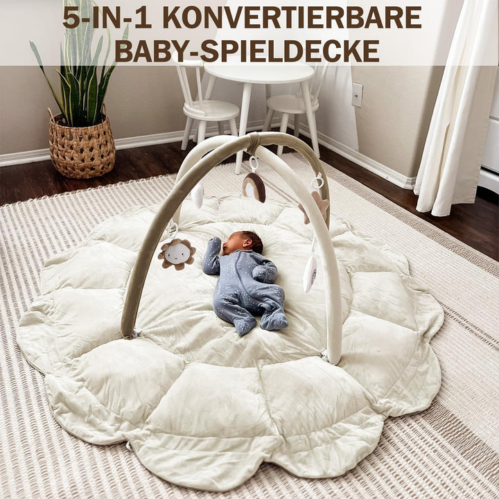 Mallify 5-in-1-Wandelbares Baby-Spielbogen mit 6 Spielzeug, Spieldecke zur Förderung der sensorische