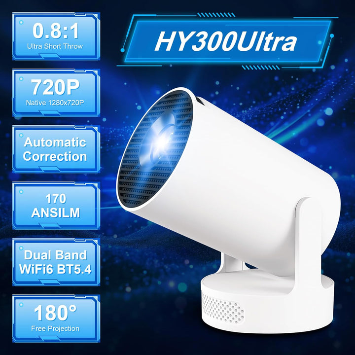 Mini Projektor 4K Beamer Tragbarer Minibeamer 2.4/5G Dual WiFi6 Android 11 1080P Full HD unterstützt