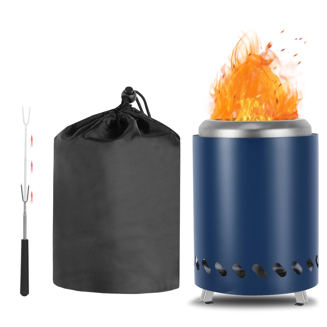 Tragbare Mini Feuerschale Edelstahl Camping mit Reisetasche, 14cm ⊘ * 20cm H Rauchfreie Feuerschale
