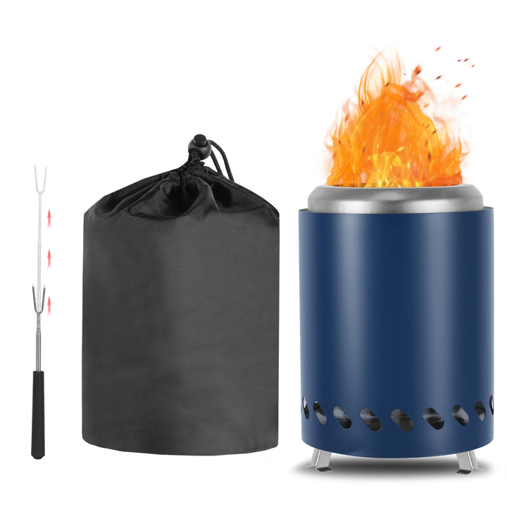 Tragbare Mini Feuerschale Edelstahl Camping mit Reisetasche, 14cm ⊘ * 20cm H Rauchfreie Feuerschale