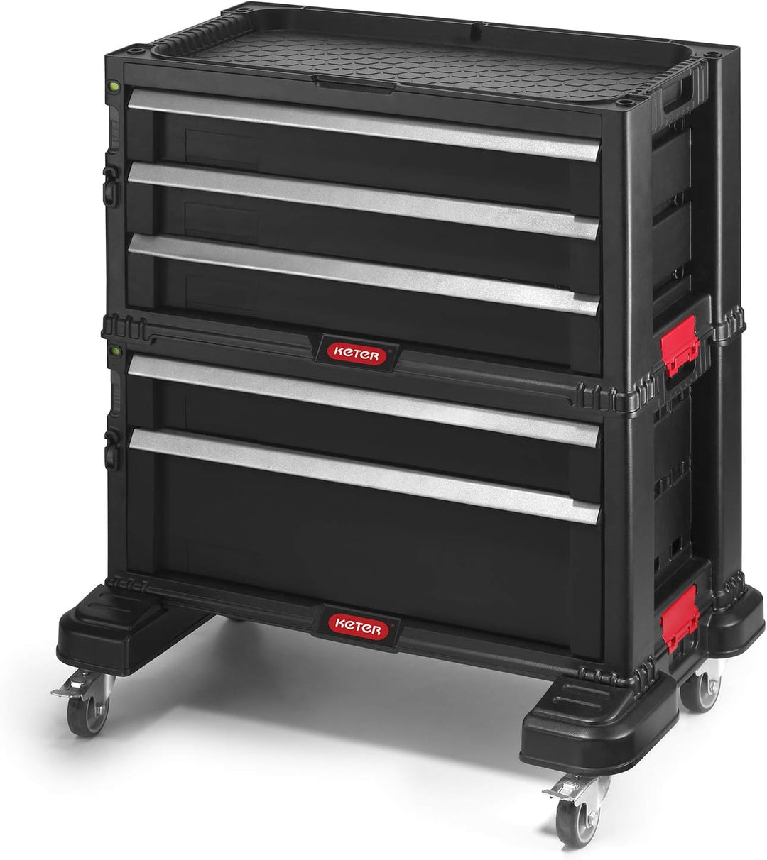 Keter Werkzeugwagen mit 5 Schubladen, schwarz, 56,2 x 28,9 x 50,2 cm Werkzeugkiste mit Rollen, Werkz