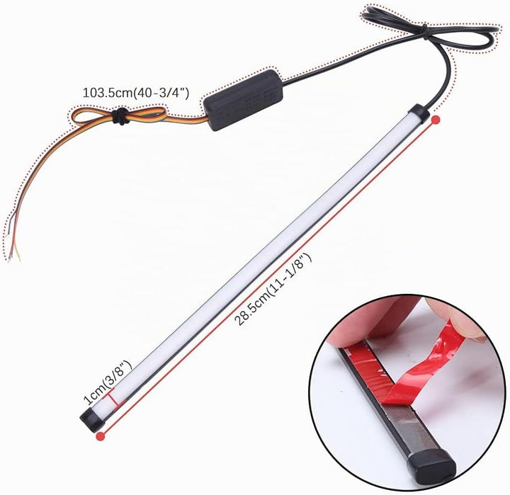 JMTBNO Motorrad LED Rücklicht Bremslicht Blinker Streifen 28cm 108 LED Mini Flexibles Flowing Signal