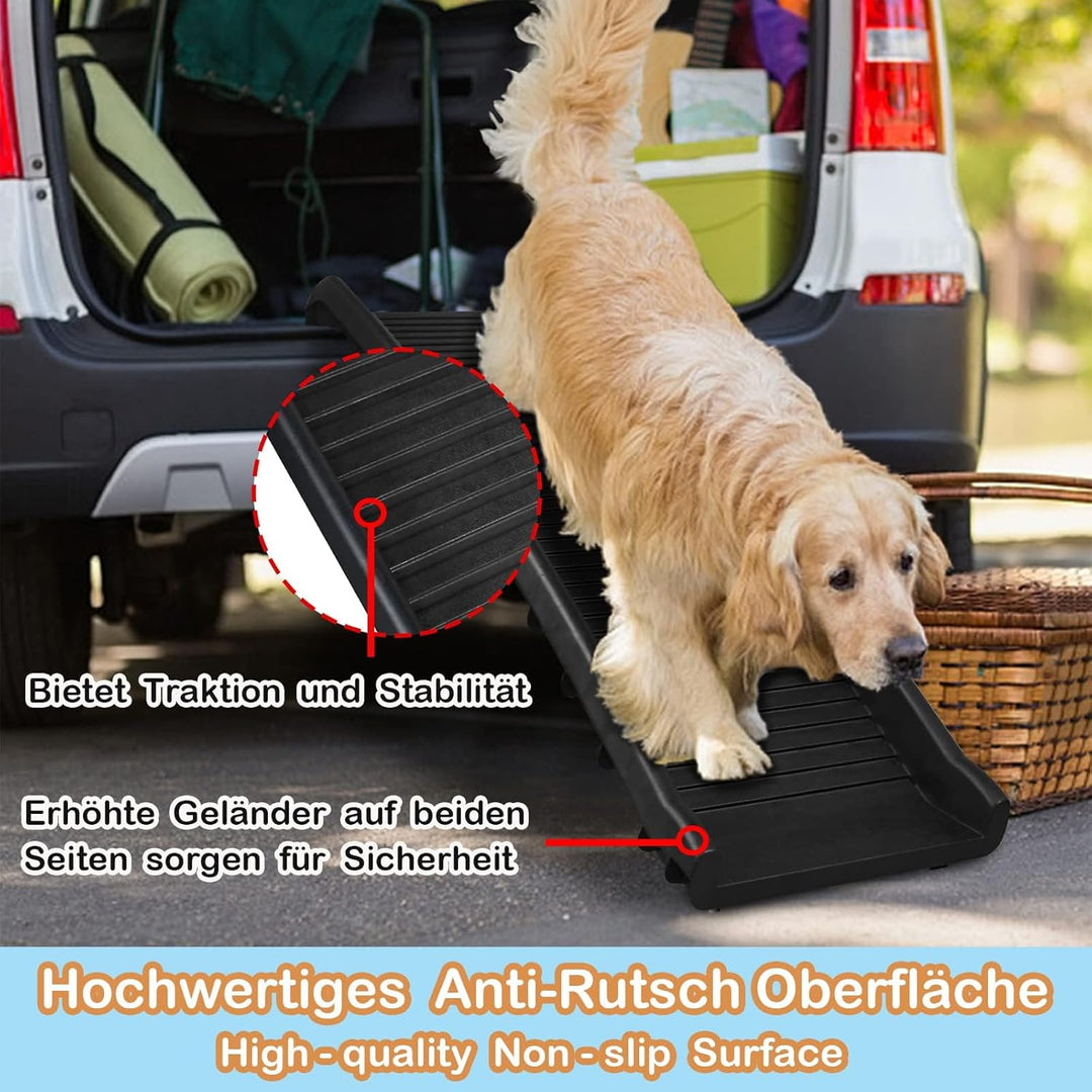 Hunderampe klappbar, Hundeautorampe rutschfeste Einstiegshilfe bis 90 kg, Hundetreppe für Grosse & K