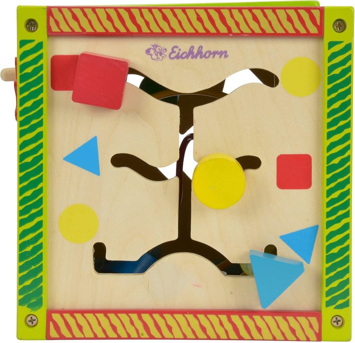 Eichhorn 100002235 buntes Spielcenter, Motorikwürfel mit Motorikschleife, Uhr, Motorikspiel, Drehspi