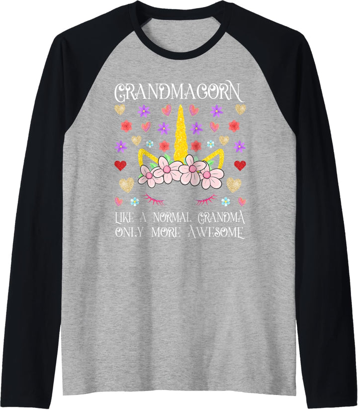 Grandmacorn Unicorn Grandma Gifts Nana Floral Birthday Gift Raglan